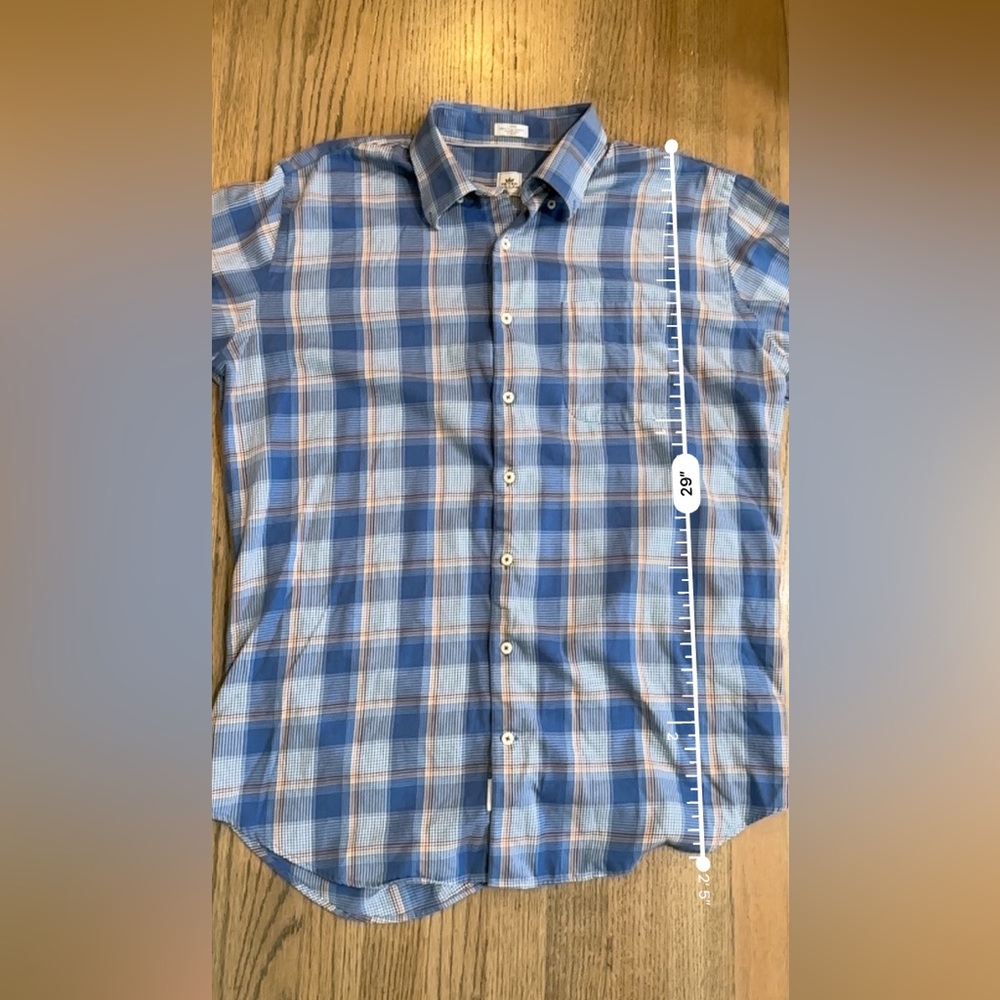 Peter Millar Button Down Long Sleeve Cotton Wool Blend Shirt-Size Large - Picture 6 of 6
